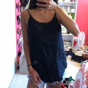 Black open back tank